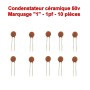 10x Condensateur Céramique 1 - 1pf - 50v - 102con221