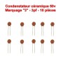 10x Condensateur Céramique 2 - 2pf - 50v - 102con222