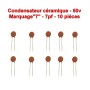 10x Condensateur Céramique 7 - 7pf - 50v - 102con227