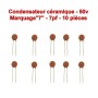 10x Condensateur Céramique 7 - 7pf - 50v - 102con227