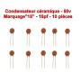 10x Condensateur Céramique 15 - 15pf - 50v - 102con230