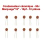 10x Condensateur Céramique 15 - 15pf - 50v - 102con230