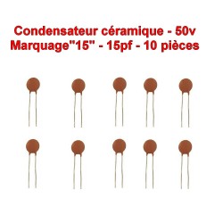 10x Condensateur Céramique 15 - 15pf - 50v - 102con230