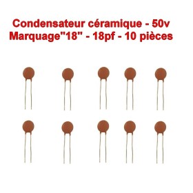 10x Condensateur Céramique 18 - 18pf - 50v - 102con231