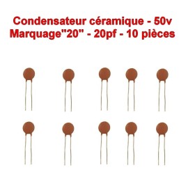 10x Condensateur Céramique 20 - 20pf - 50v - 102con233