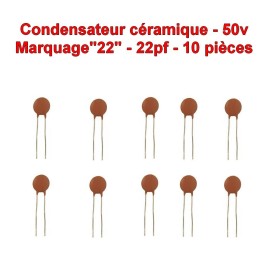 10x Condensateur Céramique 22 - 22pf - 50v - 103con234