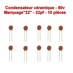 10x Condensateur Céramique 22 - 22pf - 50v - AEC - 103con234
