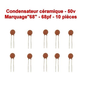 10x Condensateur Céramique 68 - 68pf - 50v - 103con242