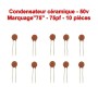 10x Condensateur Céramique 75 - 75pf - 50v - 104con243