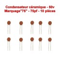 10x Condensateur Céramique 75 - 75pf - 50v - 104con243