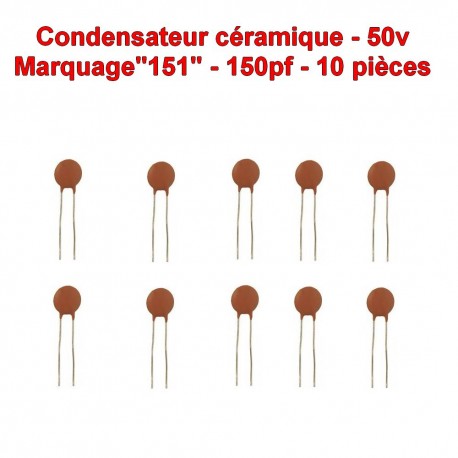 10x Condensateur Céramique 11 - 150pf - 50v - 104con250