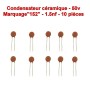 10x Condensateur Céramique 15 - 1.5nf - 50v - 104con251