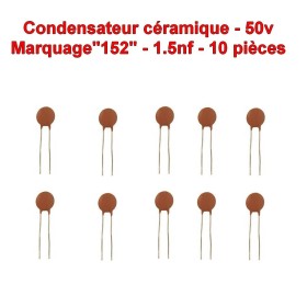 10x Condensateur Céramique 152 - 1.5nf - 50v - 104con251