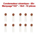 10x Condensateur Céramique 153 - 15nf - 50v - 104con252