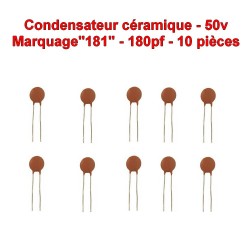 10x Condensateur Céramique 181 - 180pf - 50v - 104con253