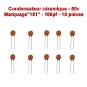 10x Condensateur Céramique 181 - 180pf - 50v - 104con253