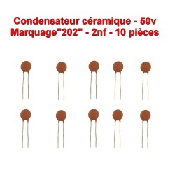 10x Condensateur Céramique 202 - 2nf - 50v - 105con255