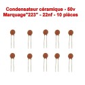 10x Condensateur Céramique 223 - 22nf - 50v - 105con259