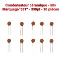 10x Condensateur Céramique 331 - 330pf - 50v - 105con261