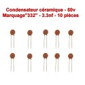10x Condensateur Céramique 332 - 3.3nf - 50v - 105con262