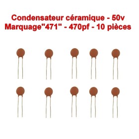 10x Condensateur Céramique 471 - 470pf - 50v - 105con263