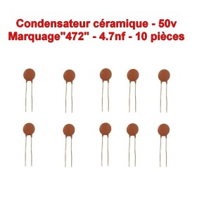 10x Condensateur Céramique 472 - 4.7nf - 50v - 106con265