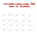 20x LED cristal rouge 3mm RED led diode - 2.1v - 20mA - 114led015