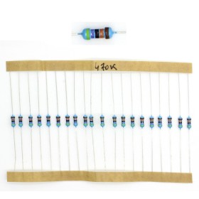 20x Résistances métal ¼W - 0.25w - 1% - 470Kohm 470K ohm