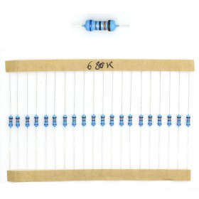 20x Résistances métal ¼W - 0.25w - 1% - 680Kohm 680K ohm