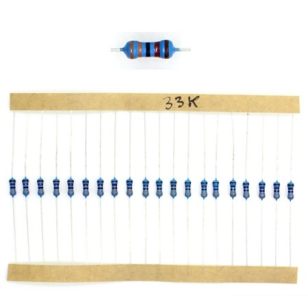 20x Résistances métal ¼W - 0.25w - 1% - 33Kohm 33K ohm - 60res179