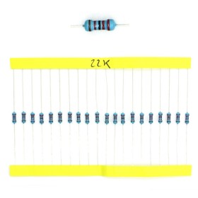 20x Résistances métal ¼W - 0.25w - 1% - 22Kohm 22K ohm