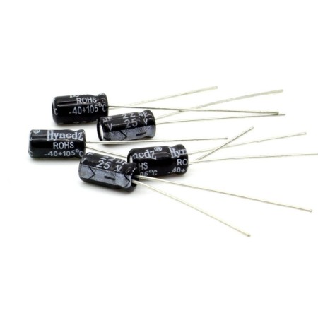 5x Condensateur chimique radial 22uF 25V 4x8mm - 65con172