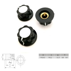 Bouchon potentiomètre 19.5 mm - trou de 6mm Bakèlite - vis serrage RV16 