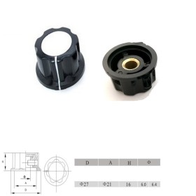 Bouchon potentiomètre 27 mm - trou de 6mm Bakèlite - vis serrage - 79pot024