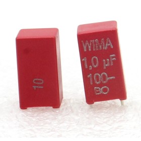 2x Condensateur polyester PET  WIMA 1uF 100V 10% - MKS2 