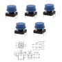 5x switch - reset - bouton poussoir avec capuchon bleu - arduino 12x12x7mm 