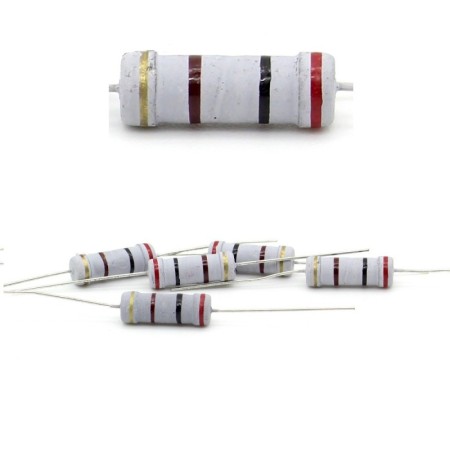 5x Résistance métal oxyde 2w - 200R - 200ohm - 5% - 119res217