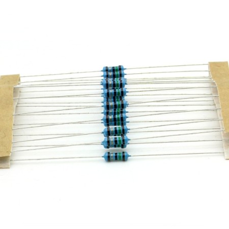 20x Résistances métal ¼W - 0.25w - 1% -  1ohm - 15R
