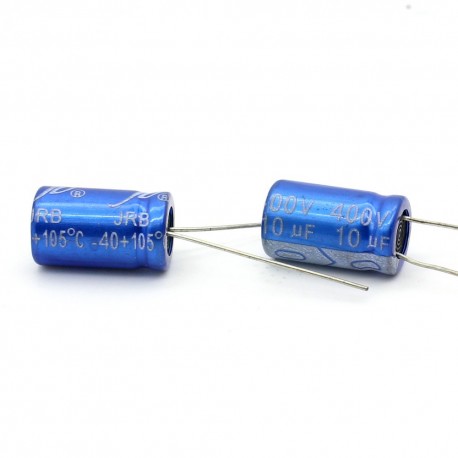 2x Condensateur electrolitique JB Capacitors radial 10uF 400V 10x16mm