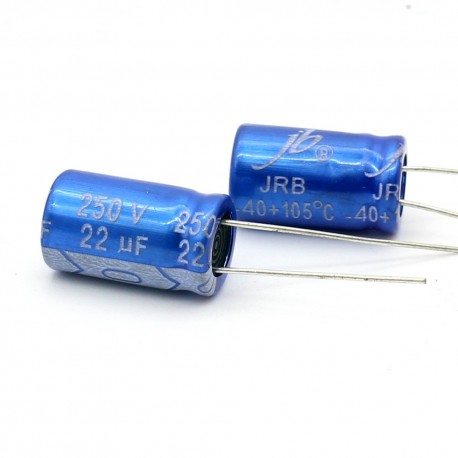 2x Condensateur electrolitique JB Capacitors radial 22uF 250V 10x17mm 