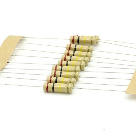10x Résistance Film Carbone 1w - 200k ohm  - 200kohm  - 5% - Royal OHM 