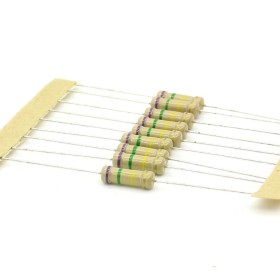 10x Résistance Film Carbone 1w - 750k ohm  - 70kohm  - 5% - Royal OHM