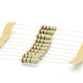 10x Résistance Film Carbone 1w - 2M ohm  - 2Mohm  - 5% - Royal OHM
