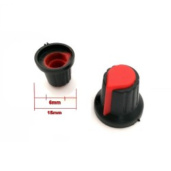2x Bouchon potentiomètre 6mm plastique rouge - 78pot019