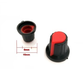 2x Bouchon potentiomètre 6mm plastique rouge