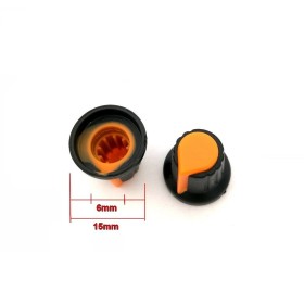 2x Bouchon potentiomètre 6mm plastique orange