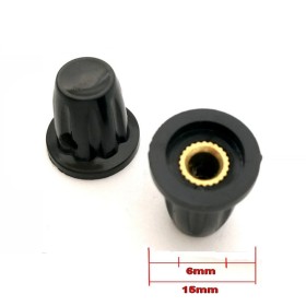 2x Bouchon potentiomètre 4 à 6mm Bakèlite noir avec vis serrage