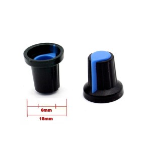 2x Bouchon potentiomètre 6mm plastique bleu