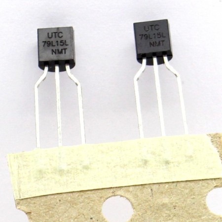 2x 79L15 - 79L15L UTC - Regulateur Tension -15V 0.1A - TO-92 - 207IC001