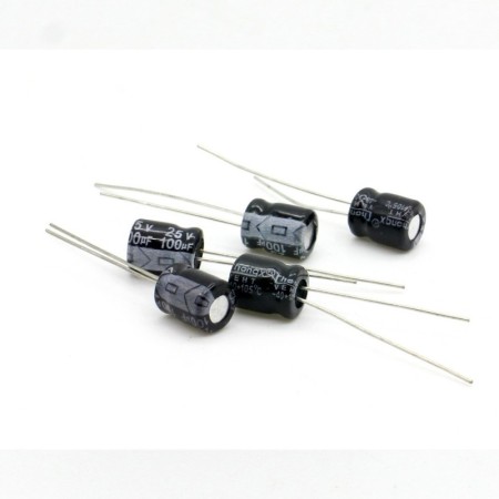 5x Condensateur chimique 100uF 25V 6x8mm - 203con442